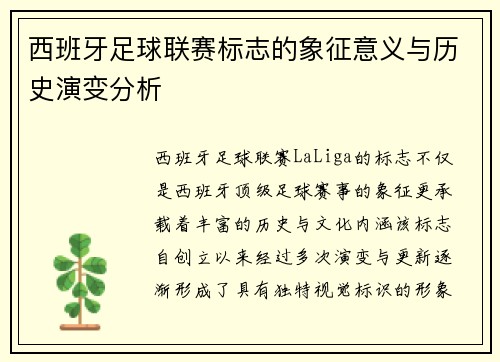 西班牙足球联赛标志的象征意义与历史演变分析